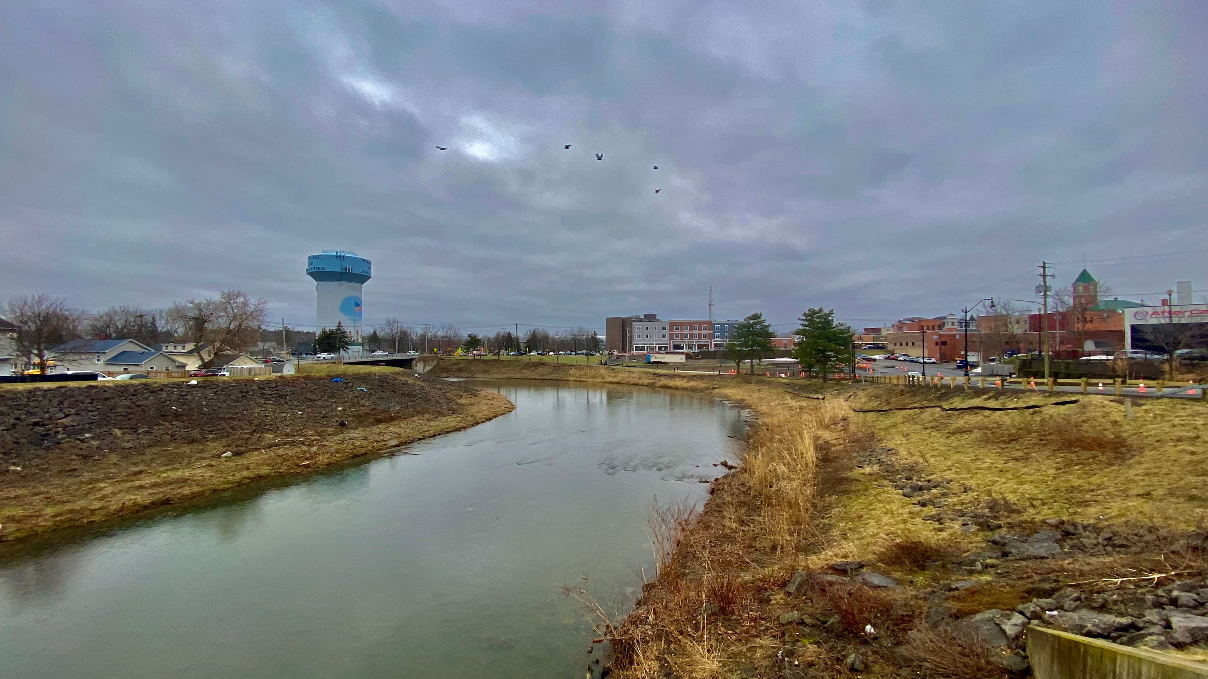 Cayuga Creek and Village of Lancaster water tower, Lancaster NY